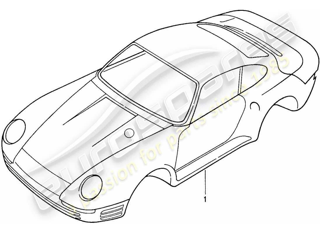 porsche 1987 (959) diagrama de piezas de la carrocería del coche