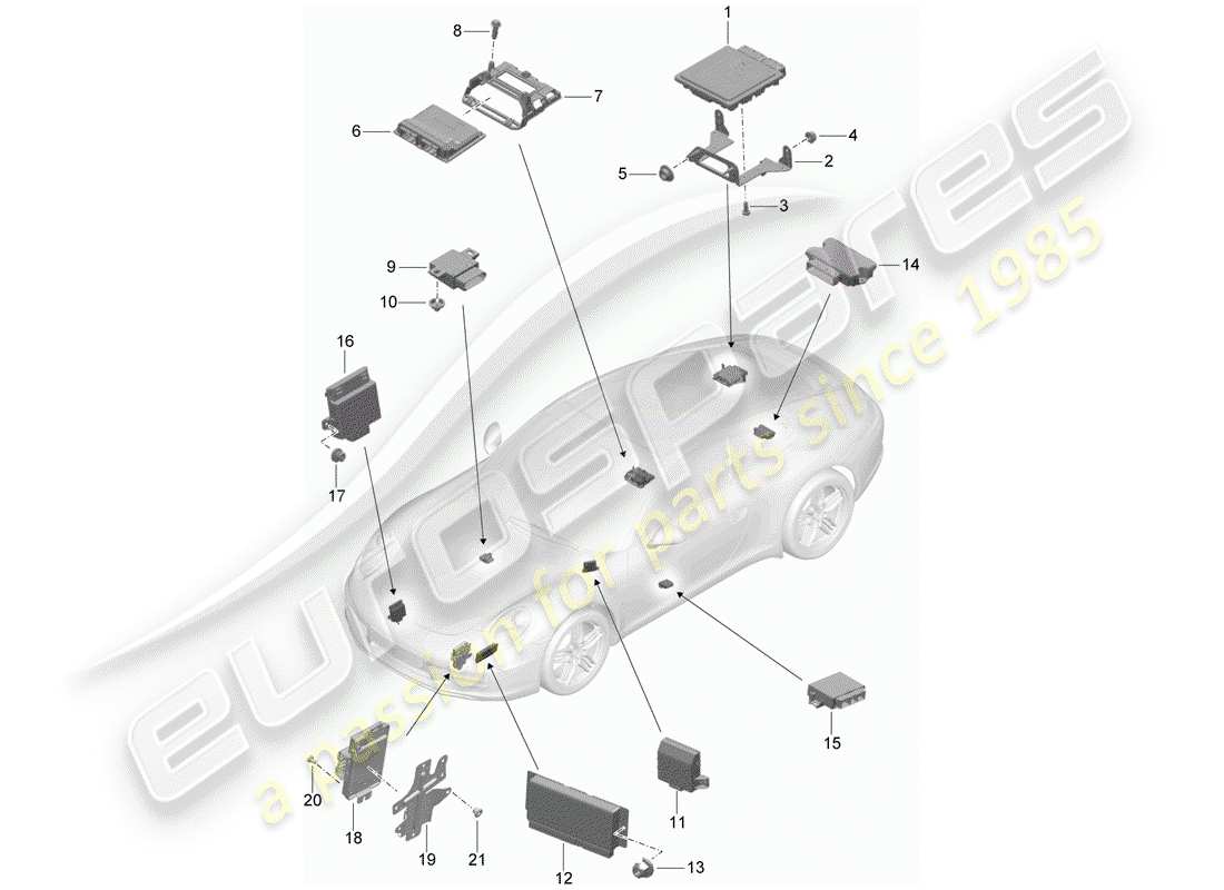 porsche 2015 (991-1) unidades de control diagrama de piezas