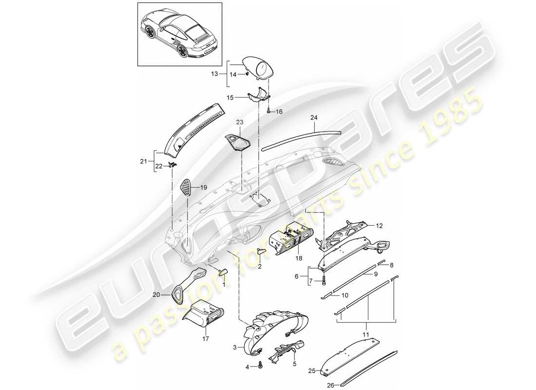 porsche 2013 (997-2 turbo / gt2 rs) accesorios diagrama de piezas