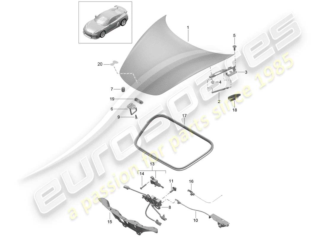 porsche 2016 (981 cayman gt4) cubrir diagrama de piezas