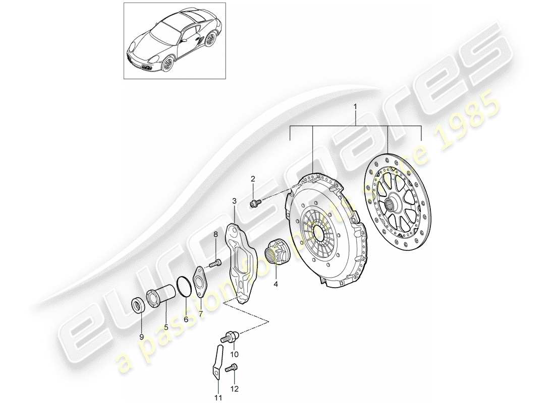 porsche 2011 (987 cayman) diagrama de piezas del embrague