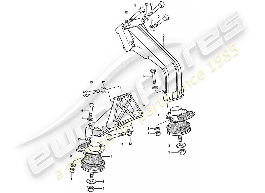 porsche 1982 (944) suspensión del motor diagrama de piezas