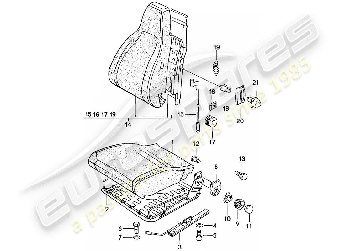 porsche 1982 (944) asiento delantero - piezas únicas diagrama de piezas