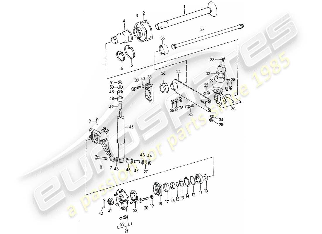 porsche 1962 (356b/356c) eje posterior diagrama de piezas