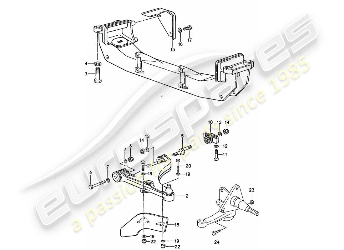 porsche 1992 (968) brazo estabilizador de vía - travesaño diagrama de piezas