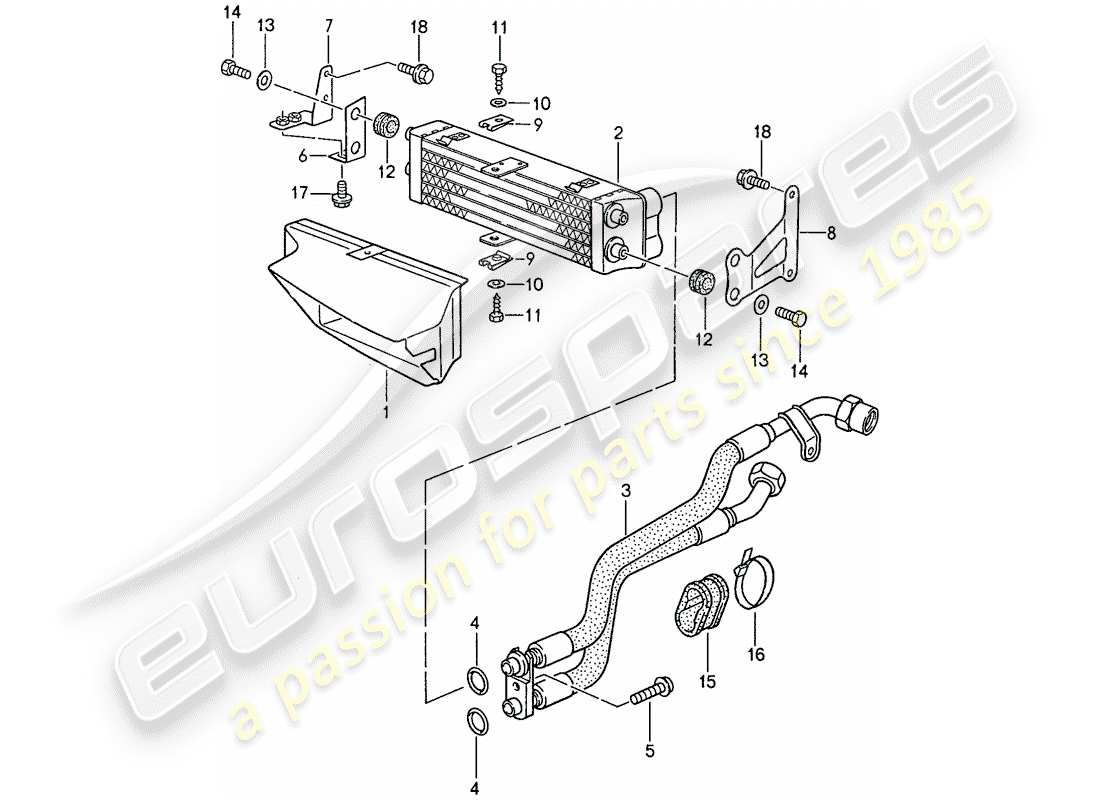 porsche 1991 (944) diagrama de piezas de enfriamiento de aceite