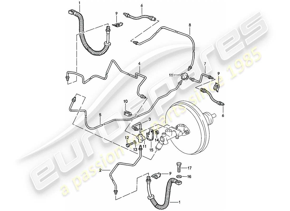 porsche 1985 (928) líneas de freno - d - mj 1984>> diagrama de piezas