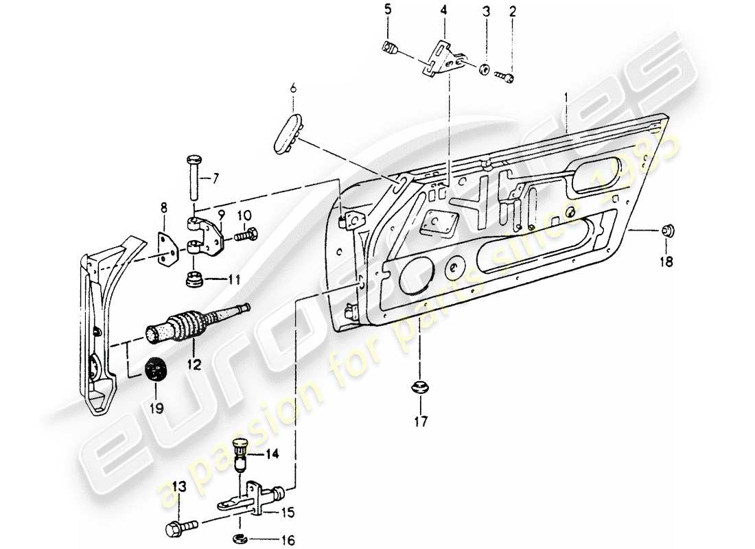 porsche 1990 (964) carcasa de la puerta diagrama de piezas