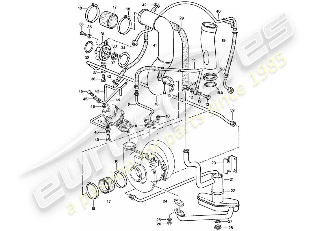 porsche 1986 (911) turbocargación diagrama de piezas