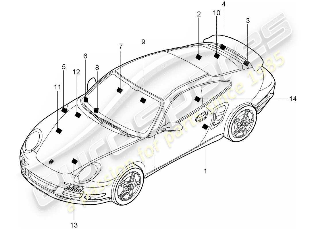 porsche 2009 997-2 turbo / gt2 señales/avisos diagrama de piezas