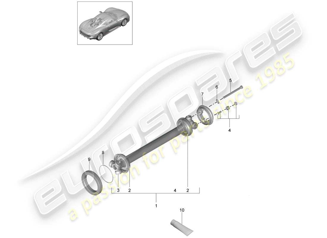porsche 2015 (918 spyder) diagrama de piezas del eje de transmisión