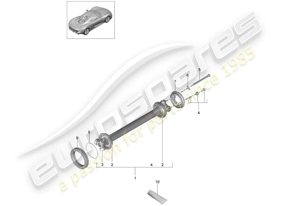 porsche 918 spyder (2015) diagrama de piezas del eje de transmisión