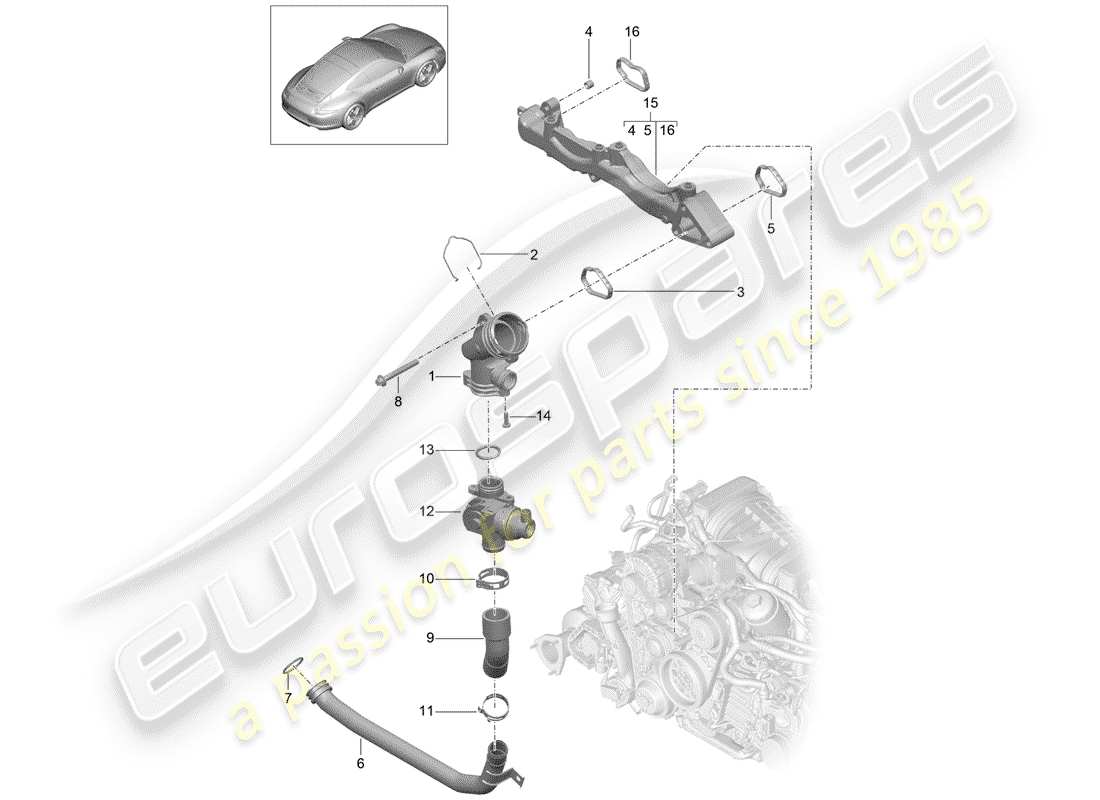 porsche 2012 (991-1) diagrama de piezas del sub-marco