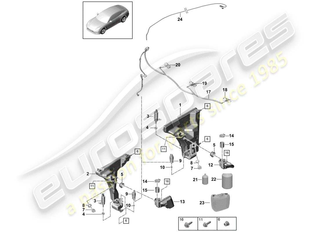 porsche 2017 (panamera 971-1) windshield washer unit diagrama de piezas