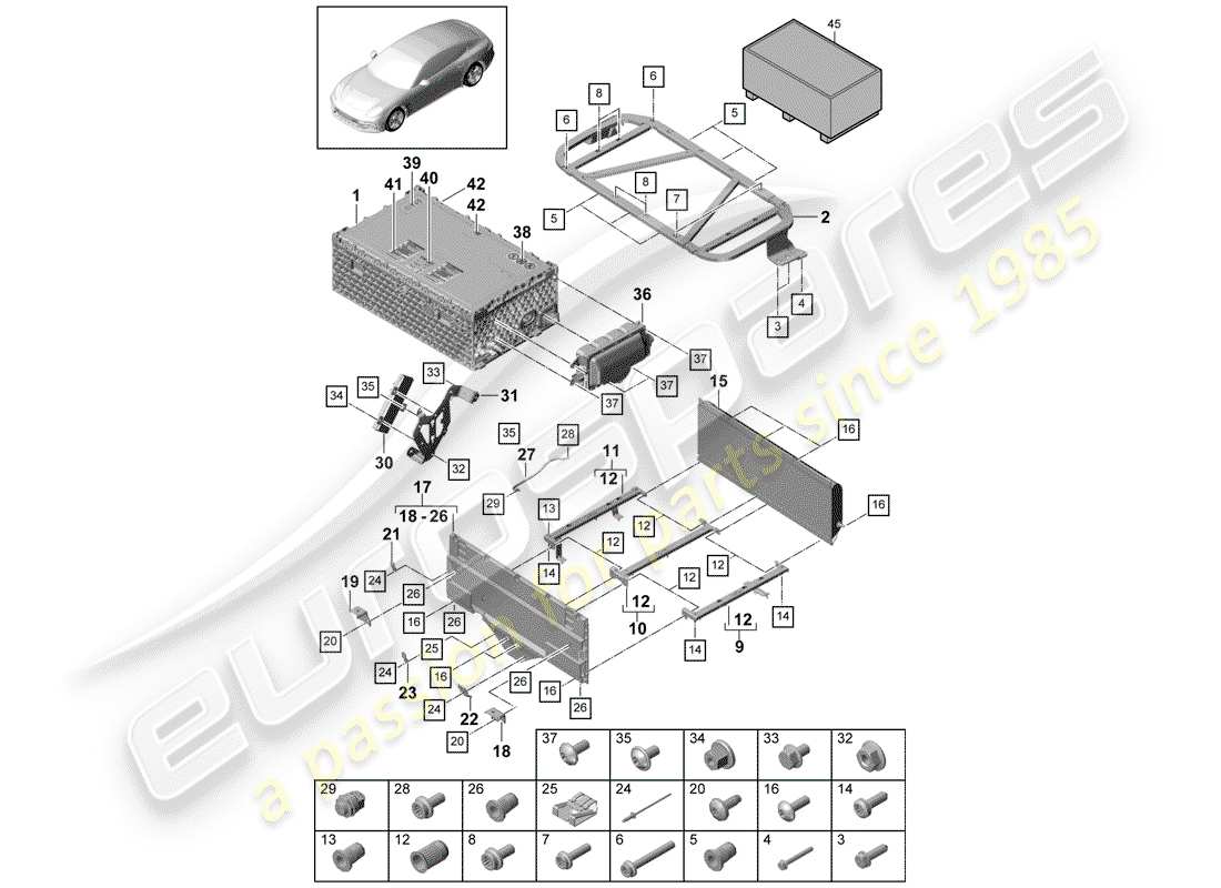 porsche panamera 971 (2017) batería diagrama de piezas