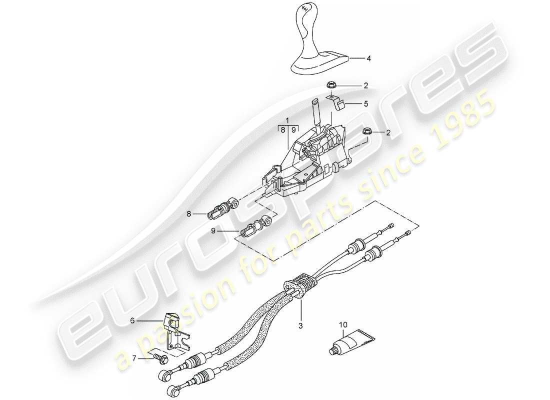 porsche 2002 (996 gt3) control de transmisión - caja de cambios manual diagrama de piezas