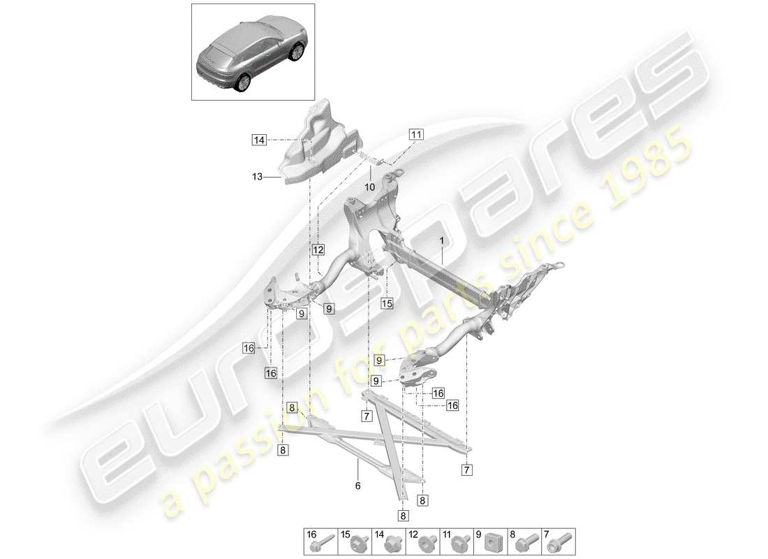 porsche 2019 (macan) submarco diagrama de piezas
