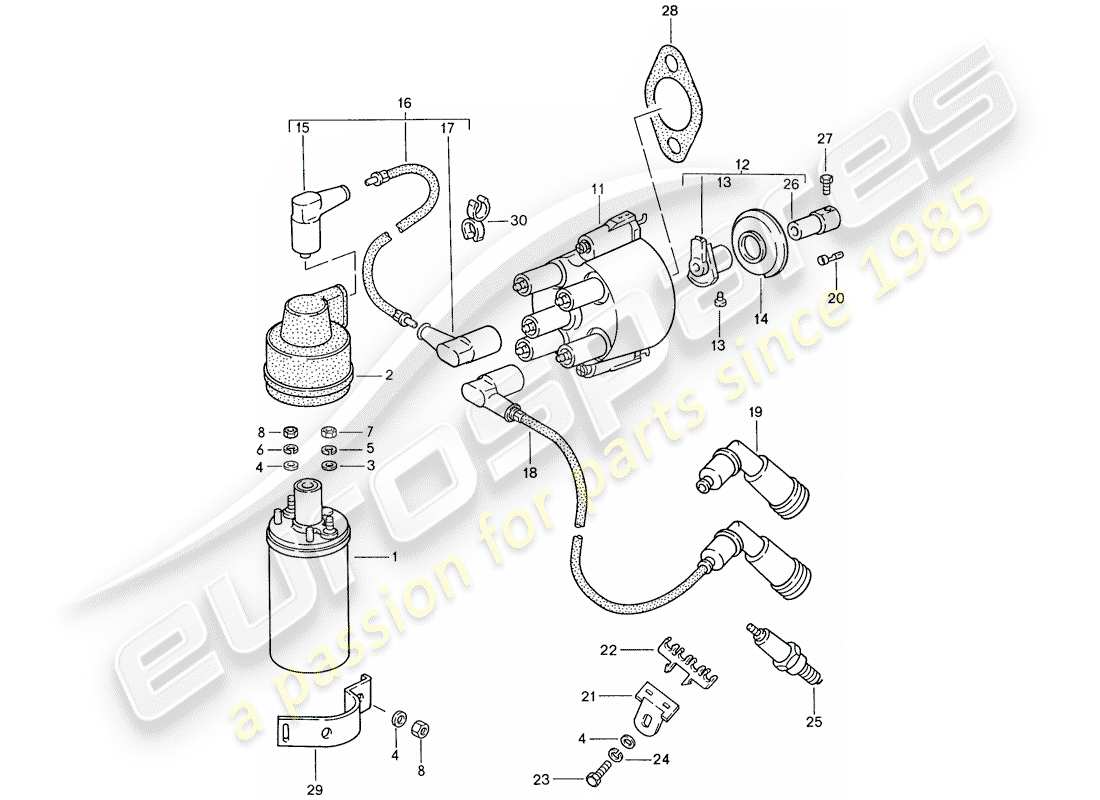 porsche 1991 (944) electricidad del motor 1 diagrama de piezas