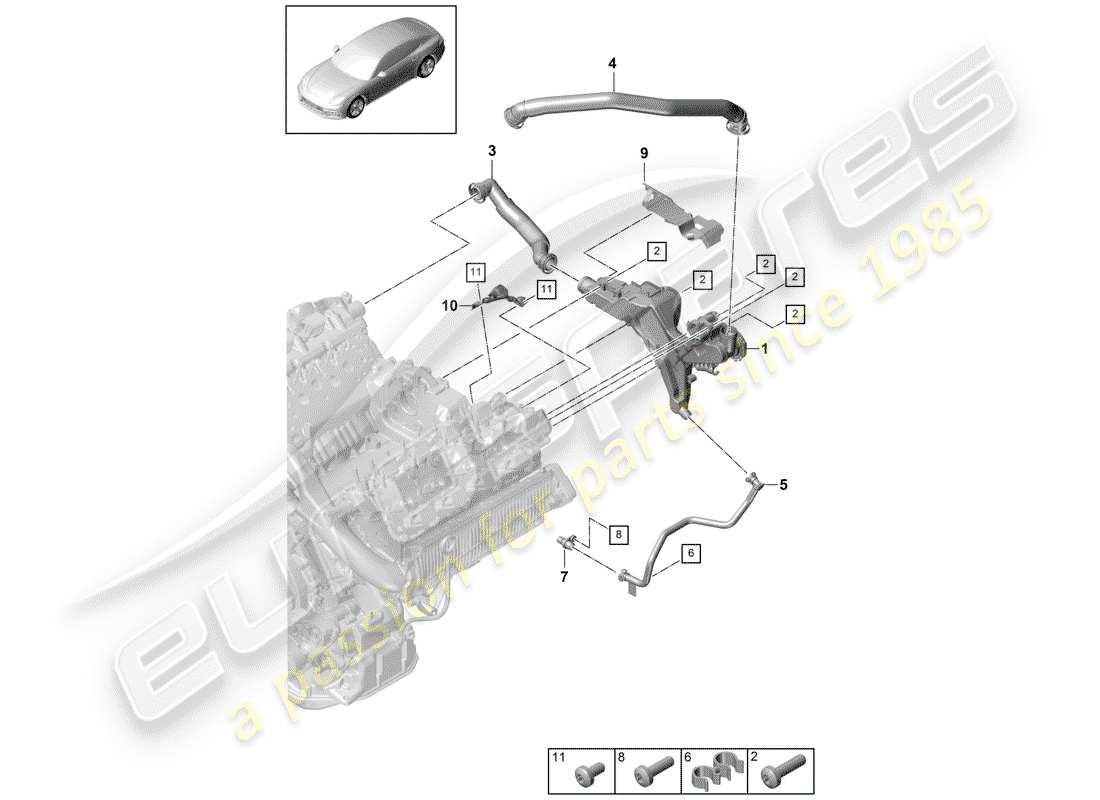 porsche 2020 (panamera 971-1) respiradero del cárter diagrama de piezas