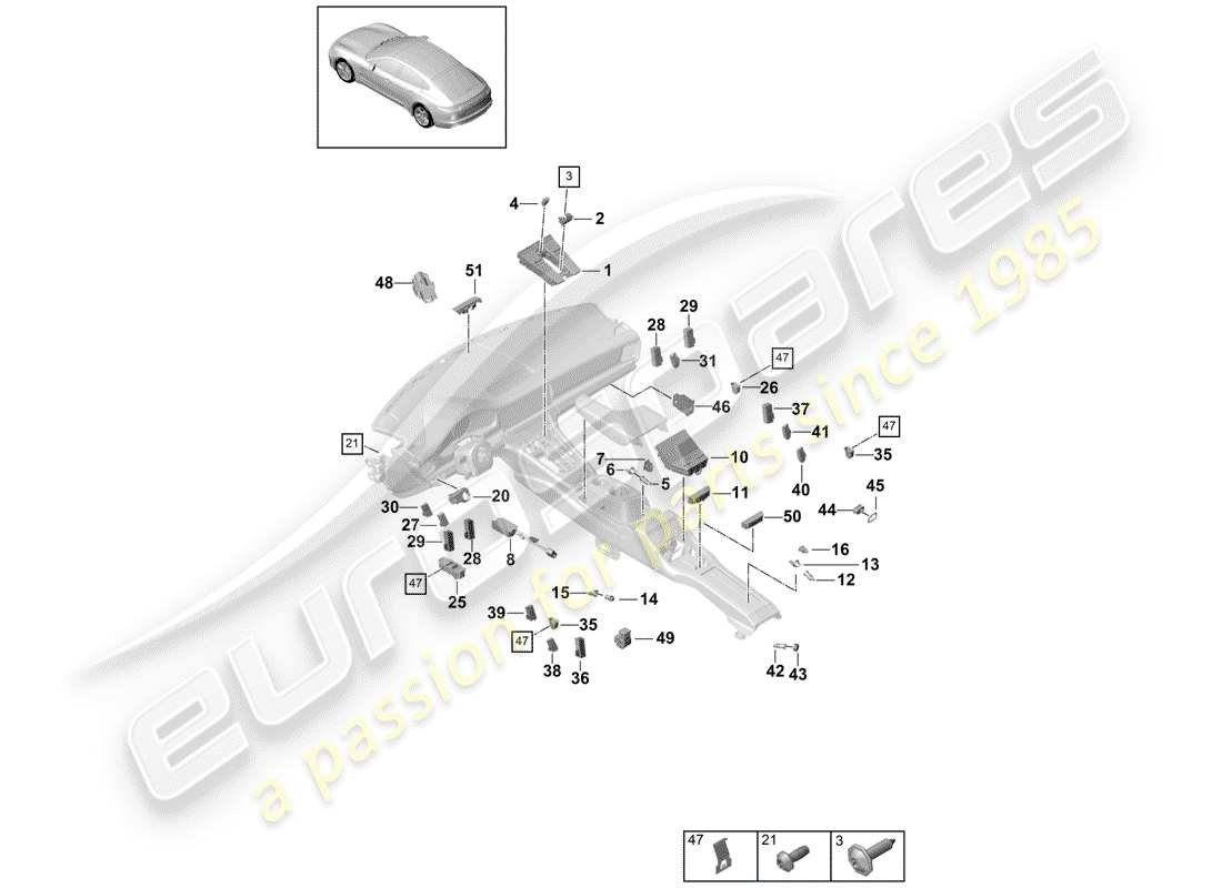 porsche 2017 (panamera 971-1) interruptor múltiple diagrama de piezas