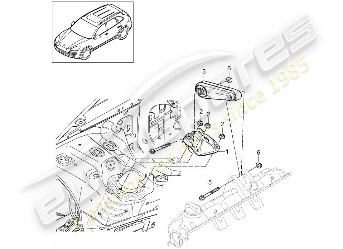 porsche 2014 (cayenne e2 92a) dispositivo de elevación del motor diagrama de piezas