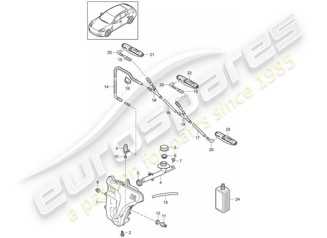 porsche 2016 (panamera 970) windshield washer unit diagrama de piezas