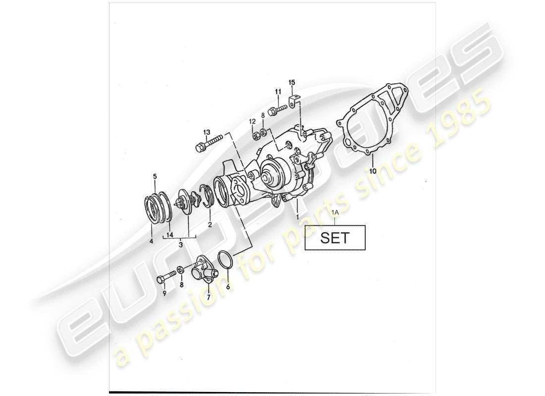 porsche 1995 (968) bomba de agua diagrama de piezas