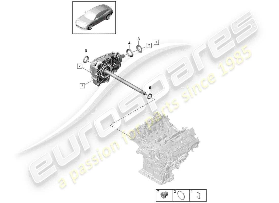 porsche 2020 (panamera 971-1) diferencial del eje delantero diagrama de piezas