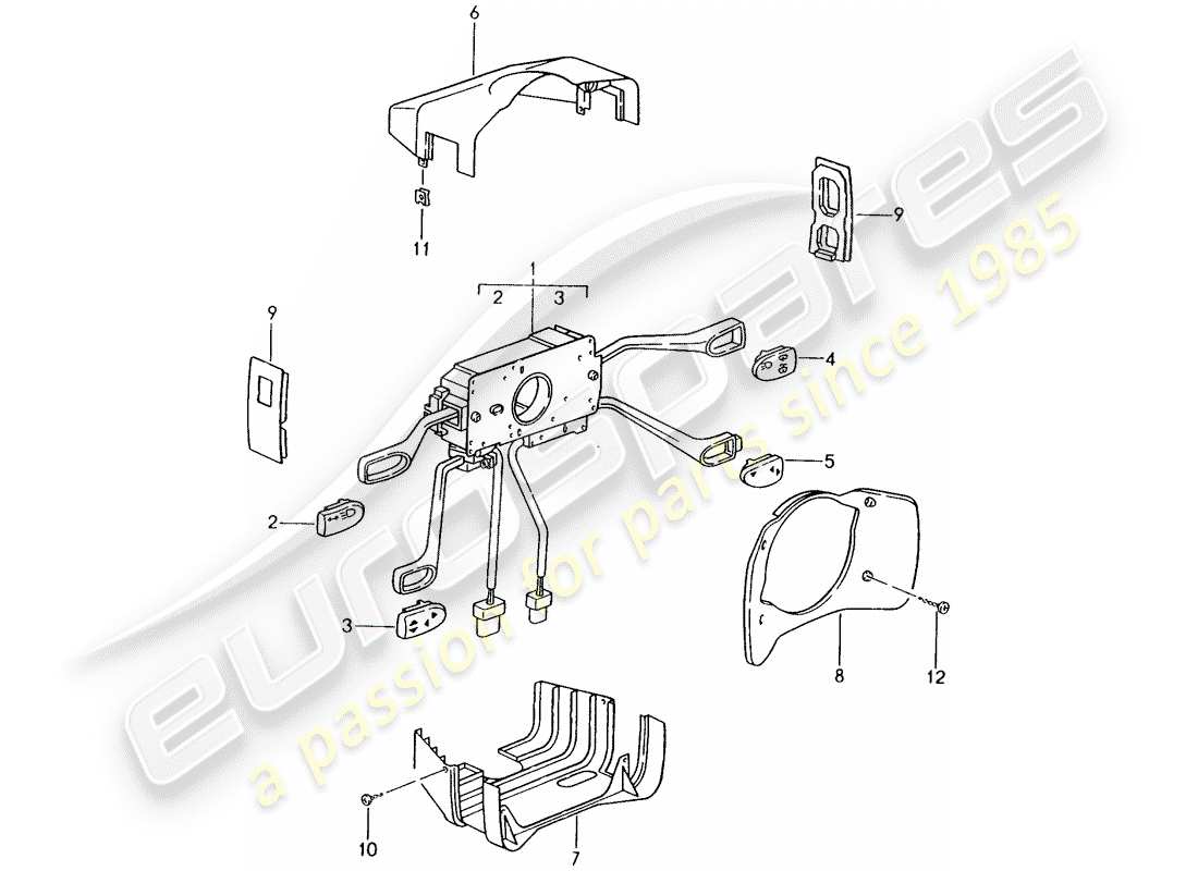 porsche 1999 (986 boxster) interruptor de la columna de dirección diagrama de piezas
