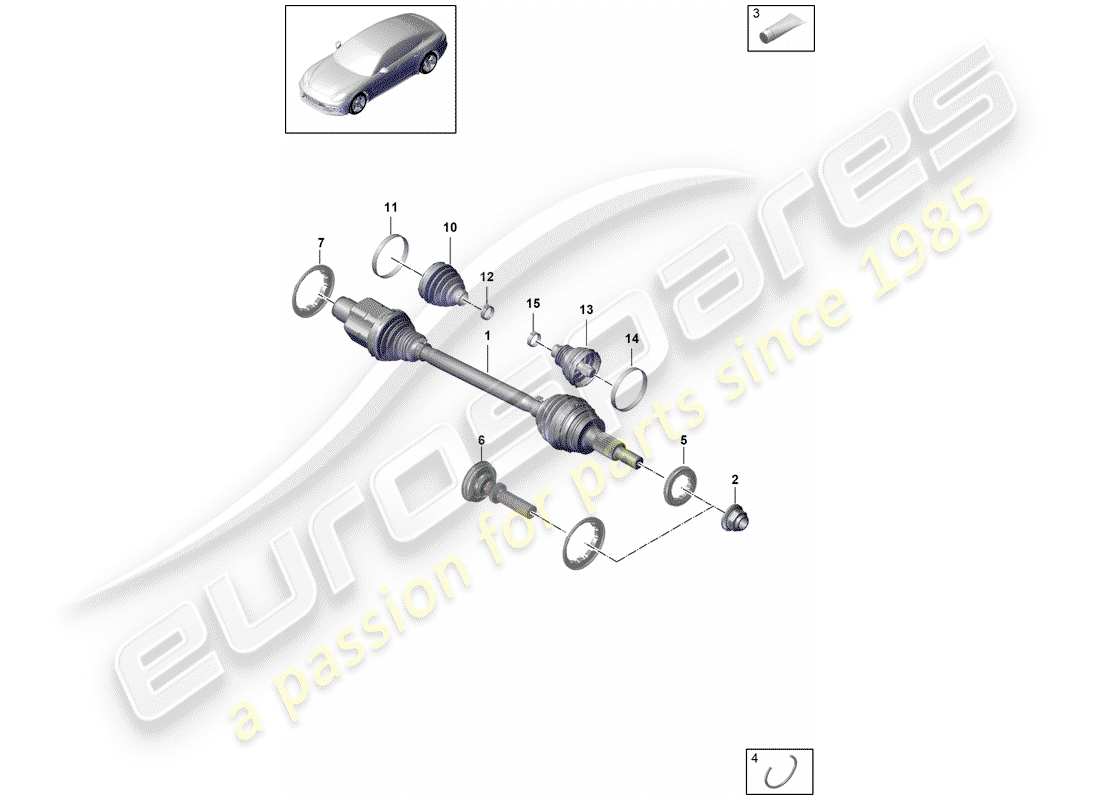 porsche 2020 (panamera 971-1) eje de accionamiento diagrama de piezas