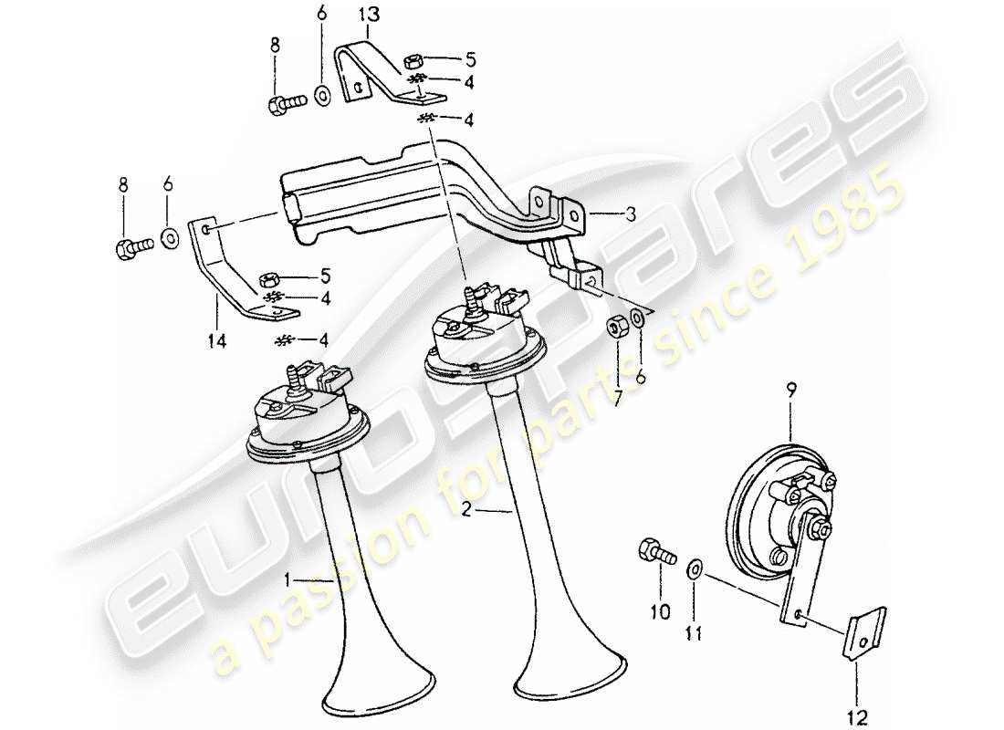 porsche 1990 (964) bocina diagrama de piezas