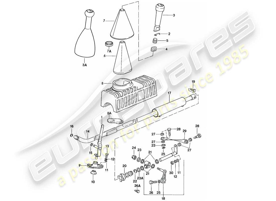 porsche 1988 (924s) mecanismo de cambio - para - caja de cambios manual diagrama de piezas