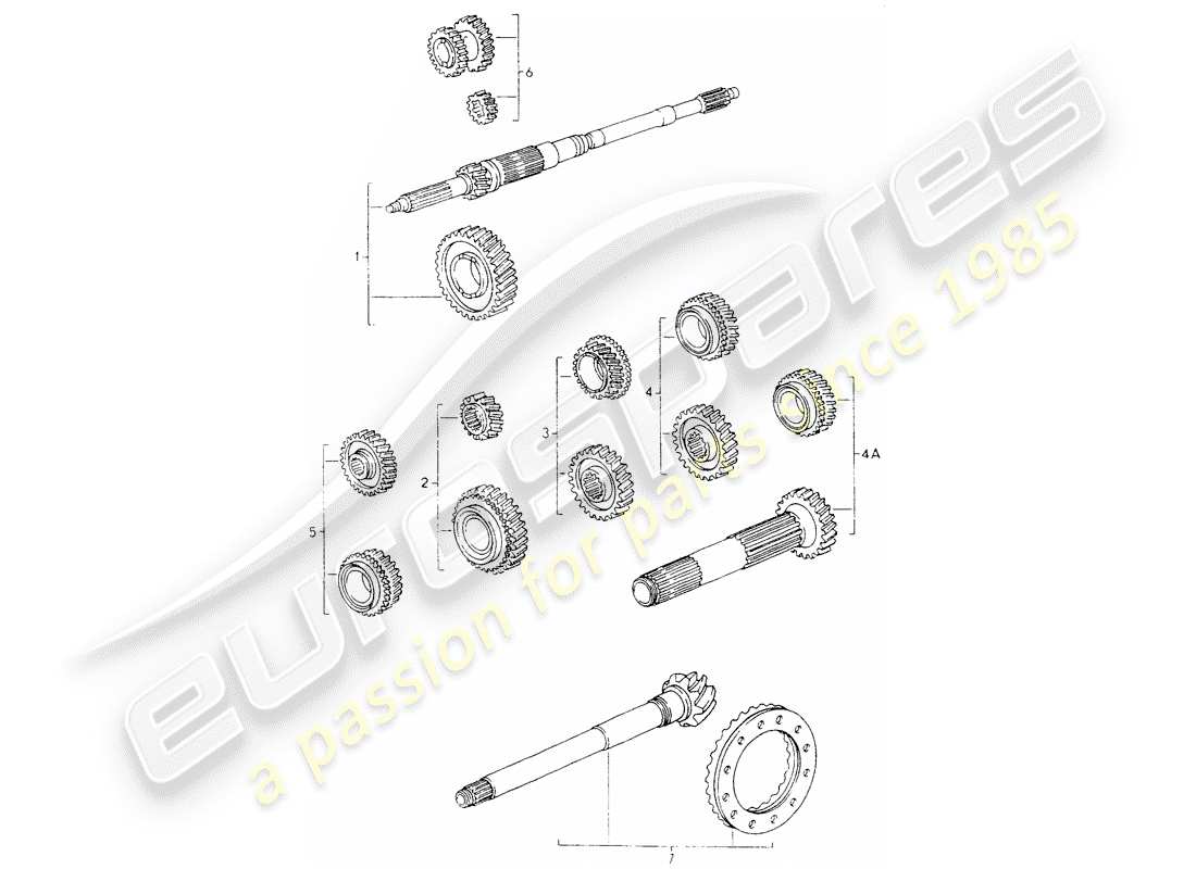 porsche 1990 (964) juegos de ruedas dentadas diagrama de piezas