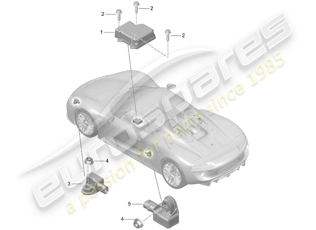 porsche 2015 (918 spyder) módulo de control electrónico diagrama de piezas