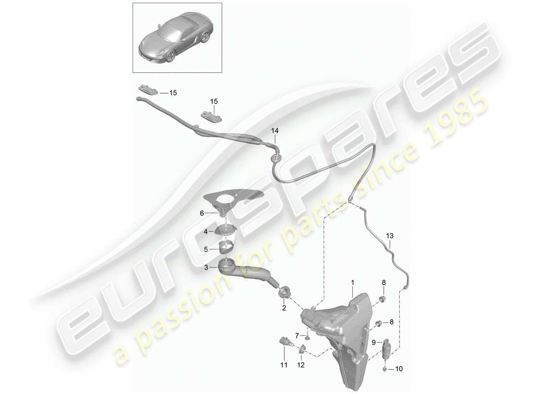 porsche 2016 (981 boxster) windshield washer unit diagrama de piezas