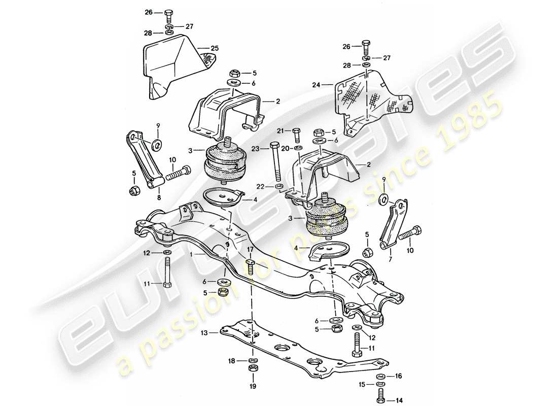 porsche 1994 (928) suspensión del motor diagrama de piezas