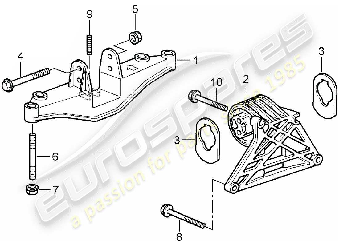 porsche 2007 (987 boxster) diagrama de piezas de suspensión del motor