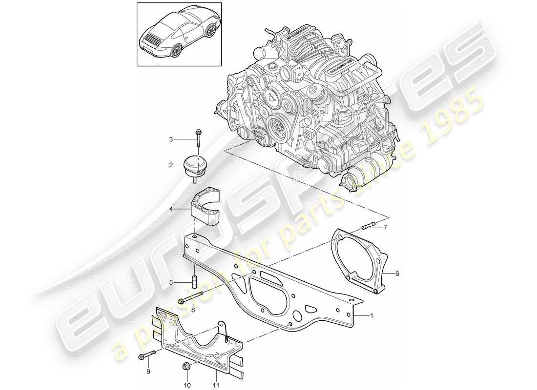 porsche 997 gen. 2 (2010) diagrama de piezas de suspensión del motor
