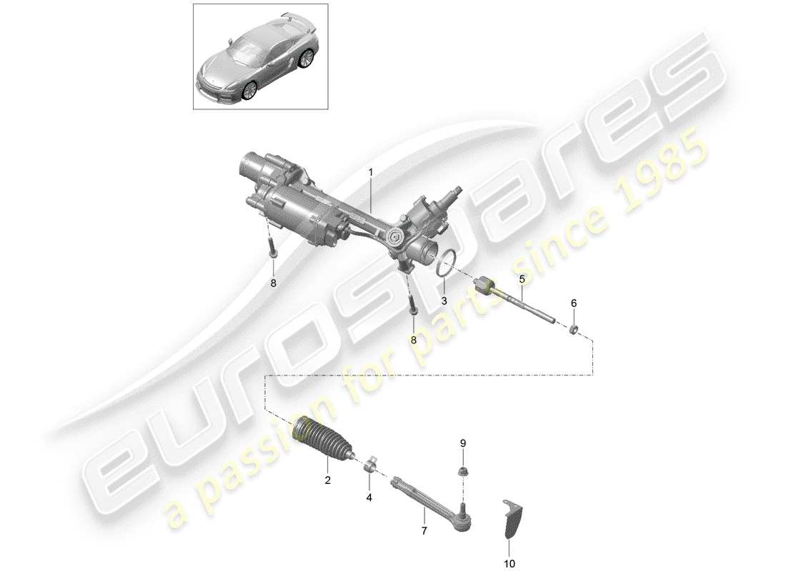 porsche 2016 (981 cayman gt4) aparato de gobierno diagrama de piezas