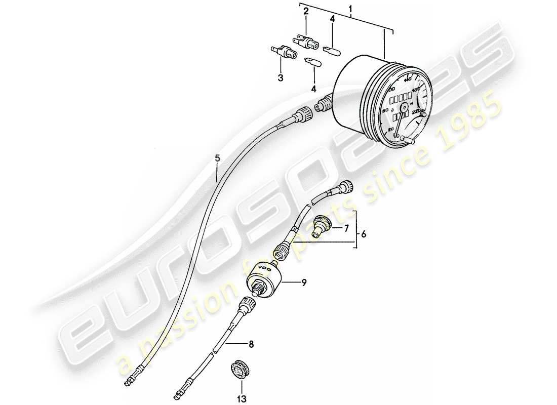 porsche 1979 (924) velocímetro diagrama de piezas