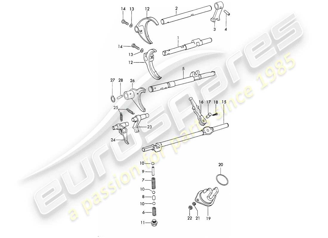 porsche 1966 (911/912) varillas de cambio - horquillas de cambio - sportomatic diagrama de piezas