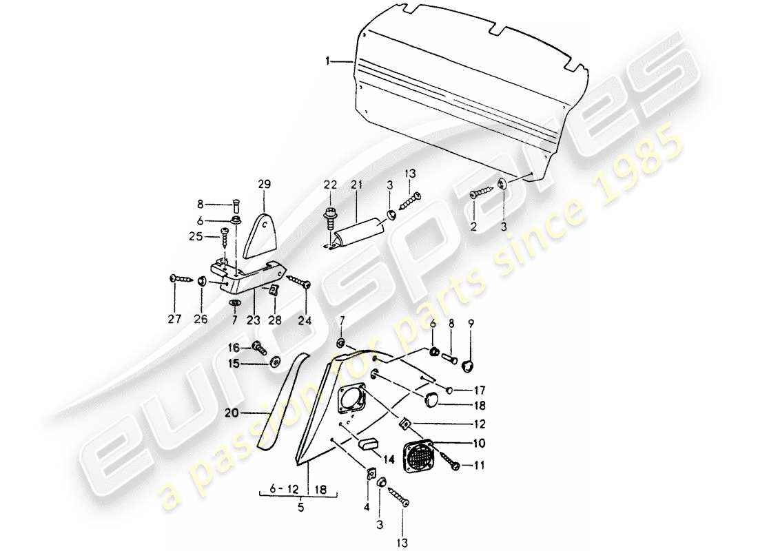porsche 1990 (964) equipamiento interior diagrama de piezas