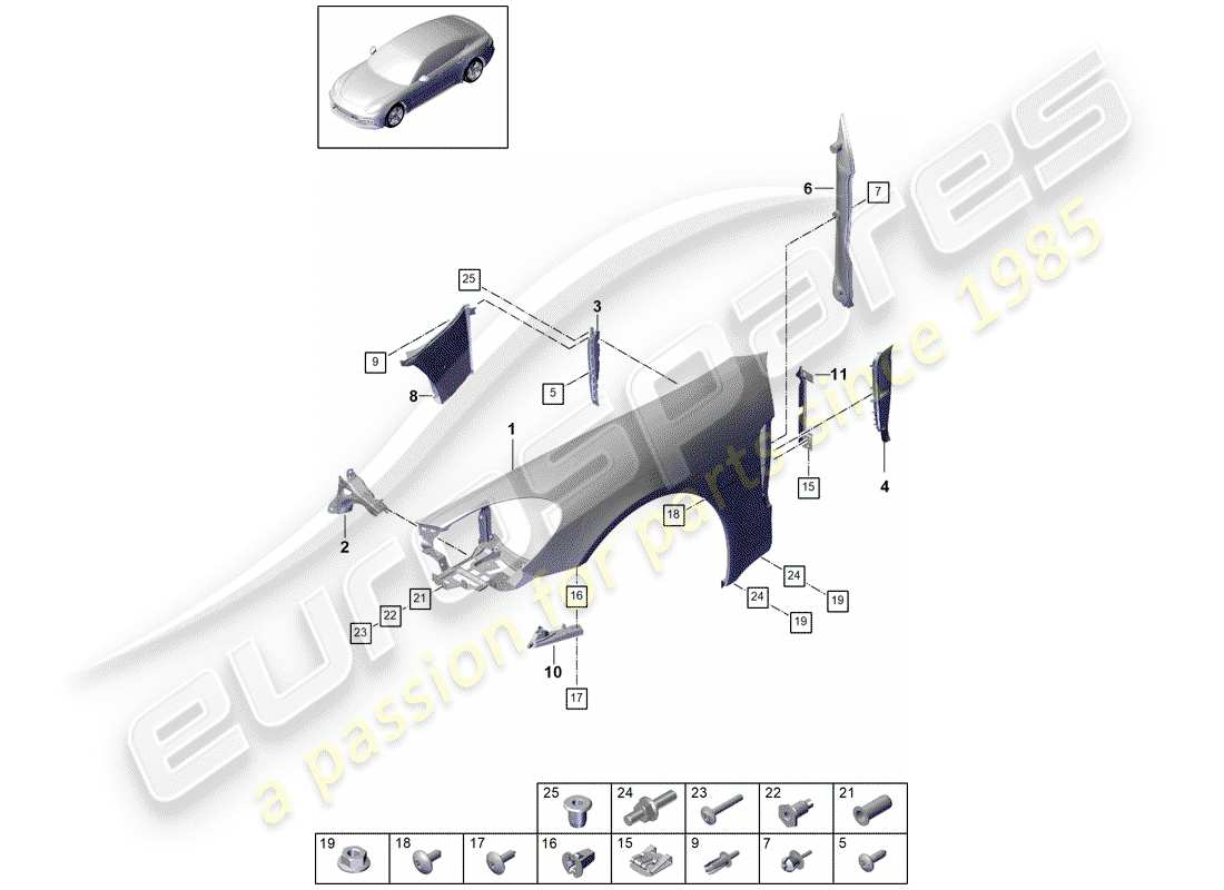 porsche 2018 (panamera 971-1) defensa diagrama de piezas