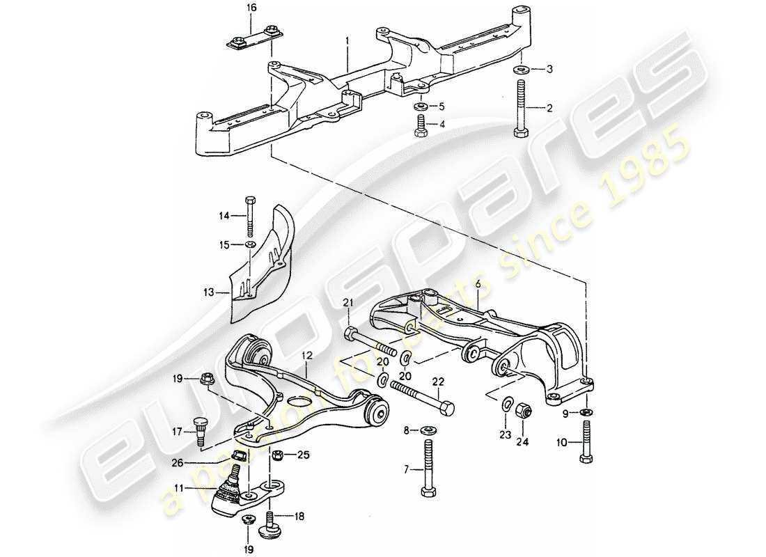 porsche 1994 (964) travesaño - brazo estabilizador de vía diagrama de piezas