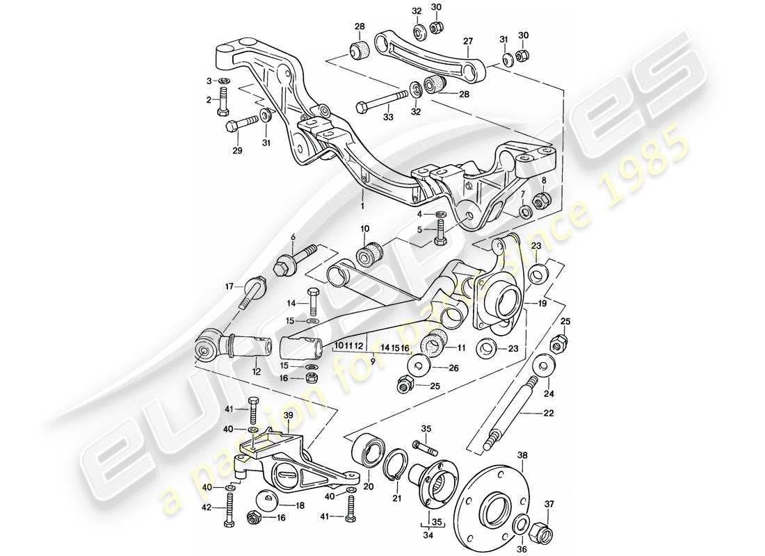porsche 1985 (928) eje posterior diagrama de piezas
