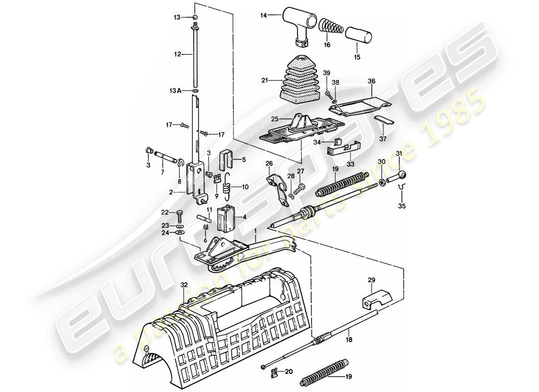 porsche 1982 (928) mecanismo de cambio - transmisión automática diagrama de piezas