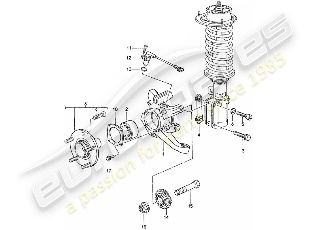 porsche 1994 (993) porta ruedas - cubo de rueda diagrama de piezas