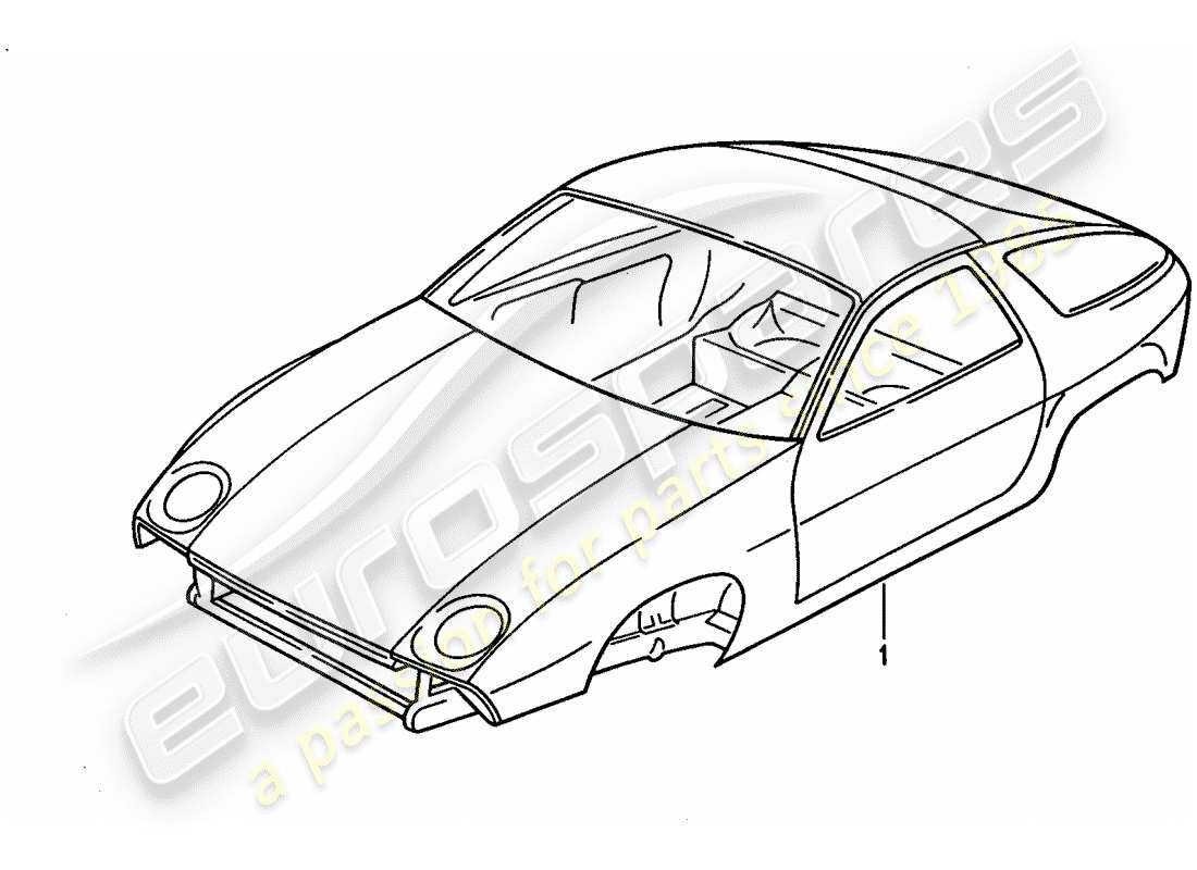 porsche 1992 (928) diagrama de piezas de la carrocería del coche