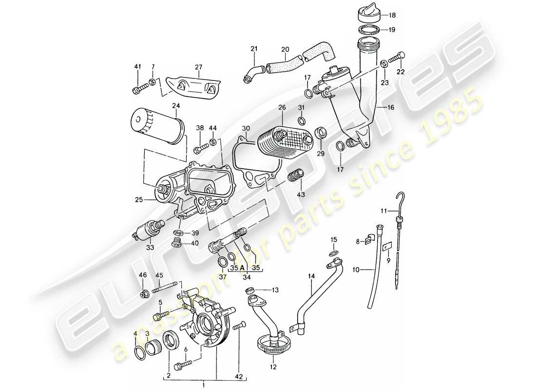 porsche 1982 (944) lubricación del motor - atención - información técnica - gruppe 1 - nr. 6/84 diagrama de piezas