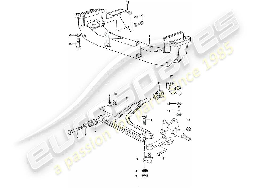 porsche 1982 (944) brazo estabilizador de vía - travesaño diagrama de piezas